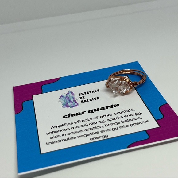 Rose Gold Clear Quartz Reiki Infused Fidget Ring Krystals By Kalaiya Handmade - Picture 3 of 7